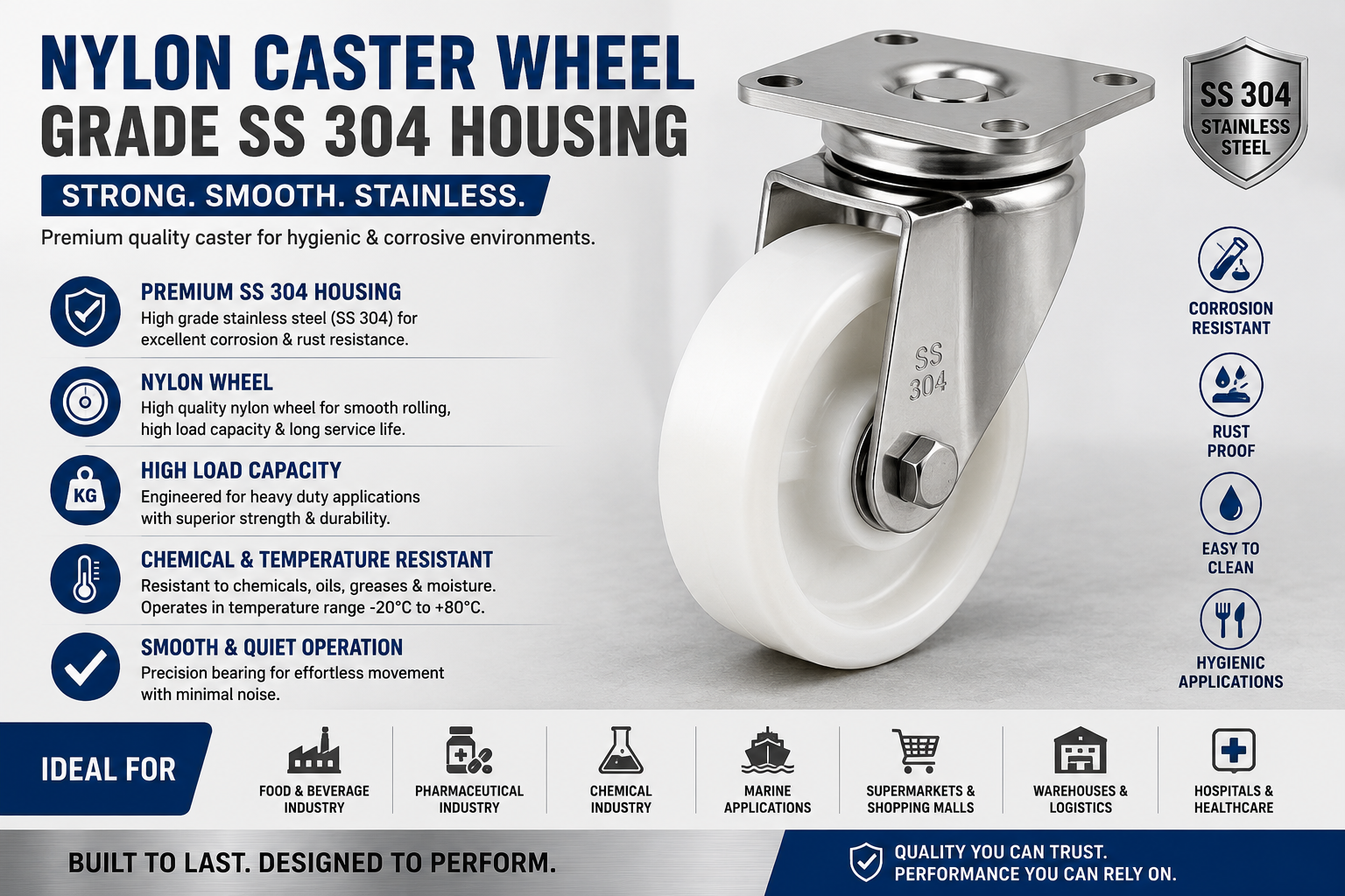 Nylon Caster Wheel SS 304
